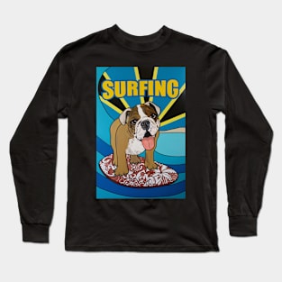 surfing English bulldog Long Sleeve T-Shirt